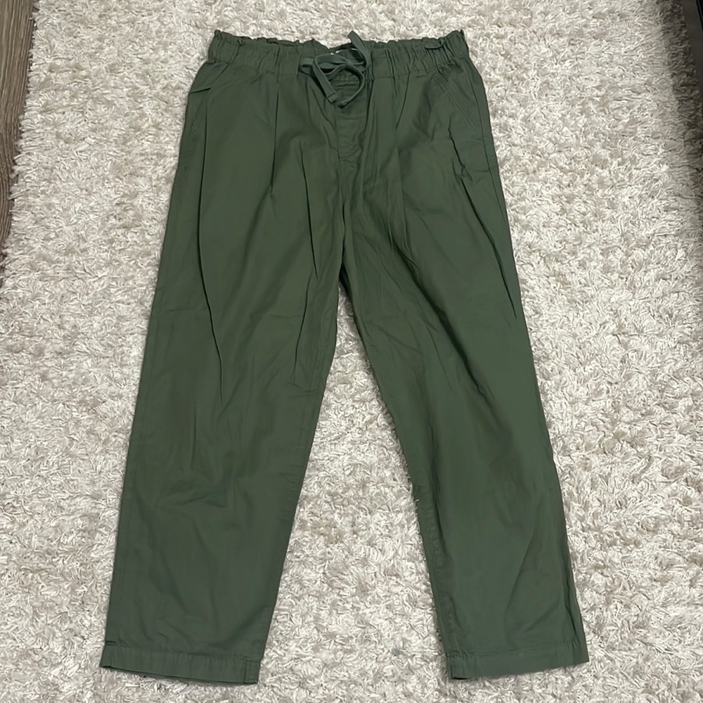 LOFT olive green linen jogger pants